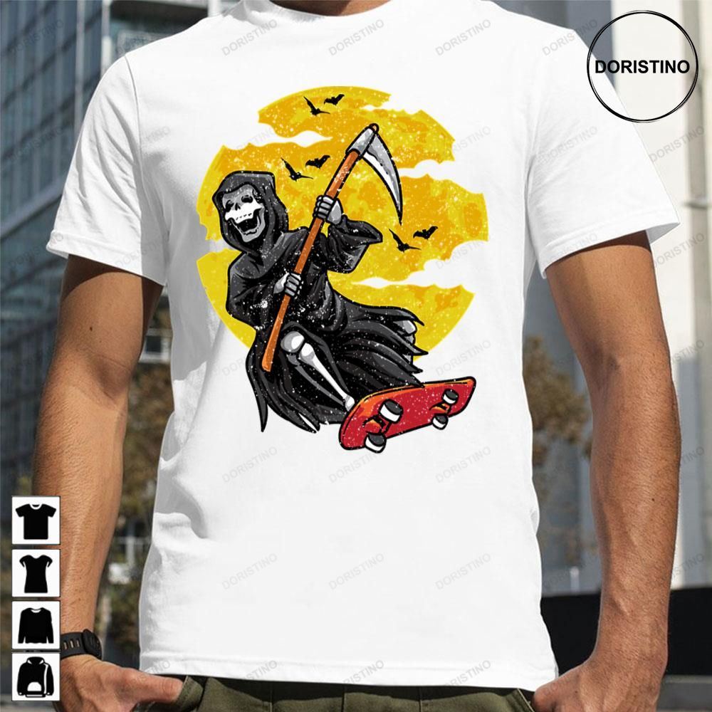 Ghost Skater Grim Reaper Skateboarding Trending Style